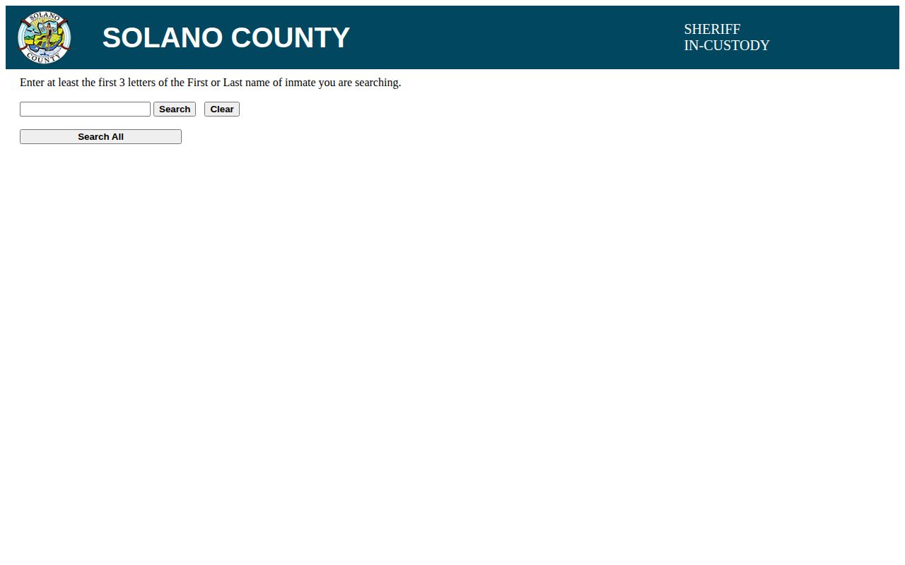 Solano Sheriff current inmate search